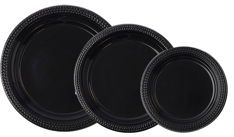 Silhouette Crystal Finish black impact plates & bowls